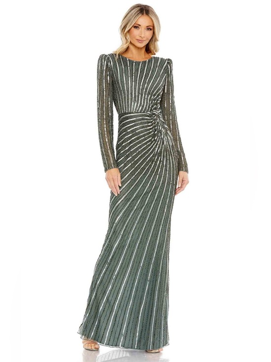 Mac Duggal Dresses & Skirts - Mac Duggal Olive Green Long Sleeve Sequin Gown